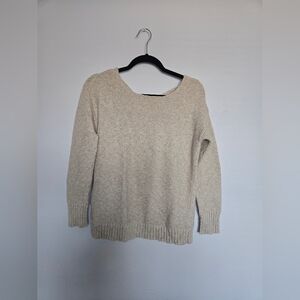 American Eagle Outfitters Cream Lace up Back Knit Sweater